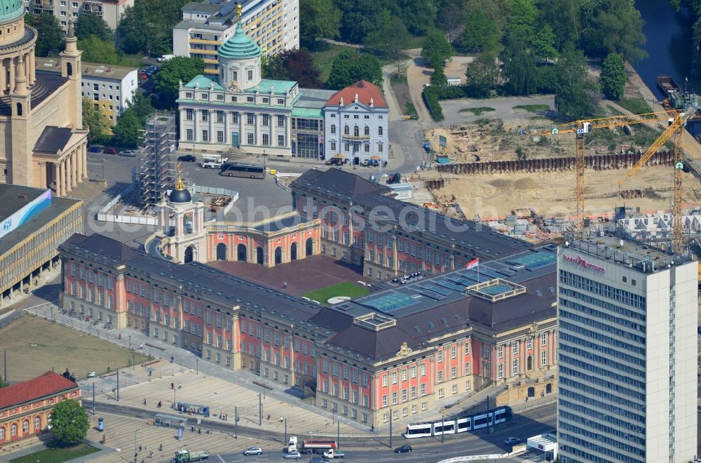 Aerial image Potsdam - View of new construction of the parliament in Potsdam in Brandenburg