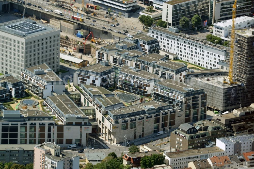 Stuttgart from the bird's eye view: Construction of the new district center and shopping mall Milaneo in the European district of Stuttgart in Baden-Wuerttemberg BW