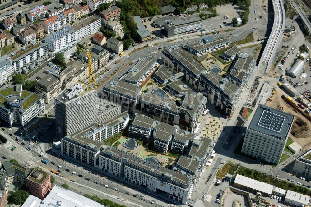 Stuttgart from the bird's eye view: Construction of the new district center and shopping mall Milaneo in the European district of Stuttgart in Baden-Wuerttemberg BW