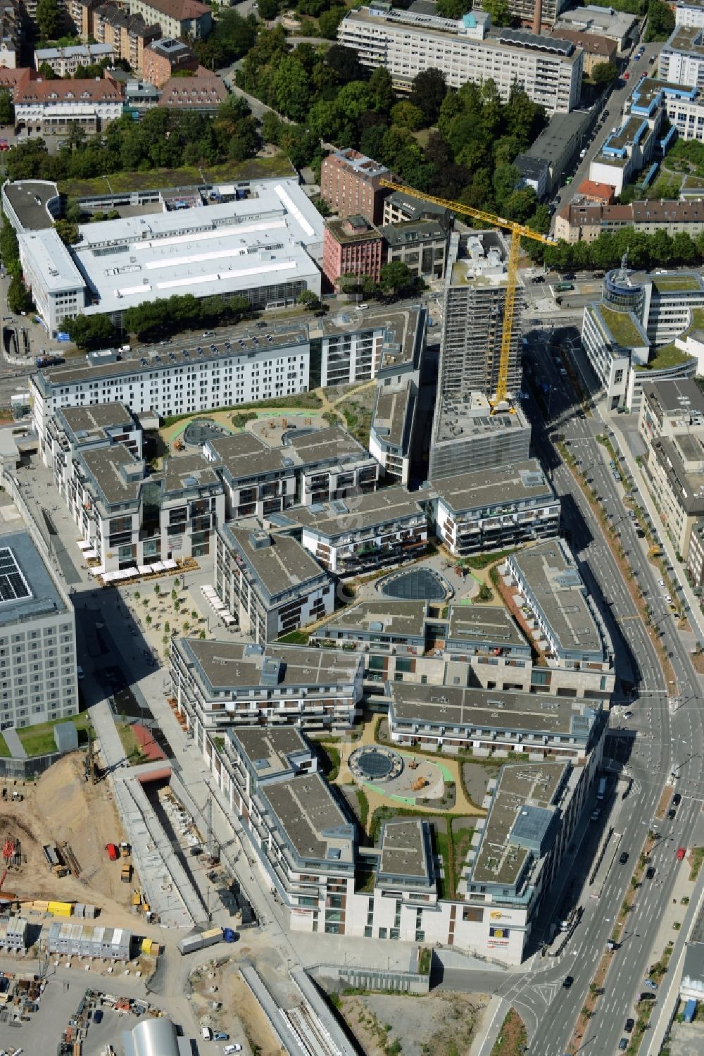 Aerial photograph Stuttgart - Construction of the new district center and shopping mall Milaneo in the European district of Stuttgart in Baden-Wuerttemberg BW