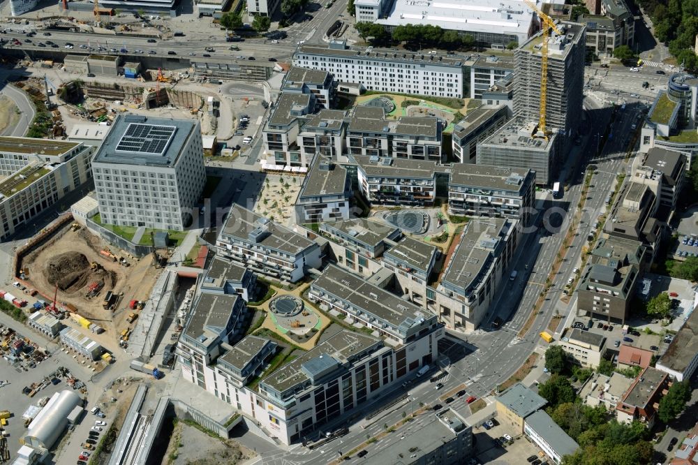 Stuttgart from the bird's eye view: Construction of the new district center and shopping mall Milaneo in the European district of Stuttgart in Baden-Wuerttemberg BW