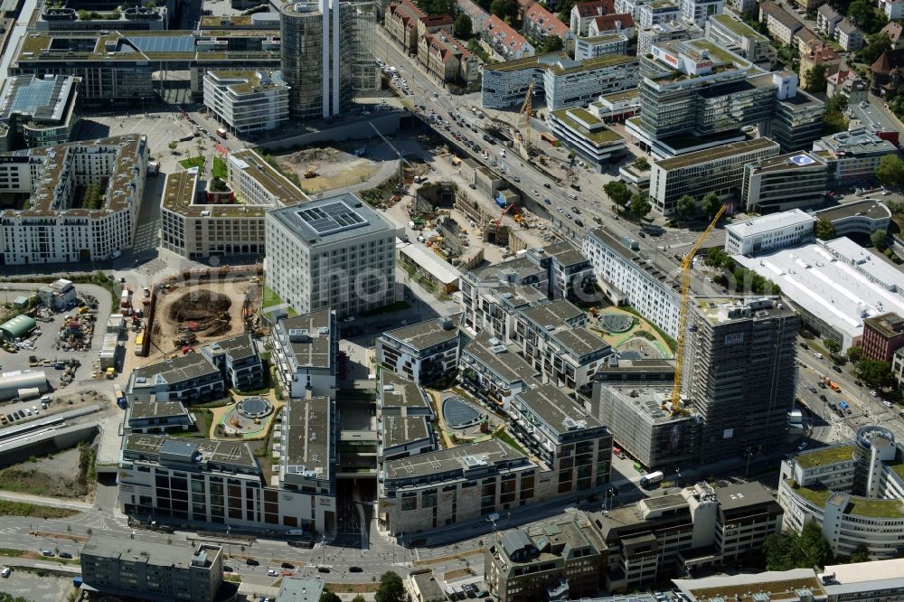 Aerial photograph Stuttgart - Construction of the new district center and shopping mall Milaneo in the European district of Stuttgart in Baden-Wuerttemberg BW