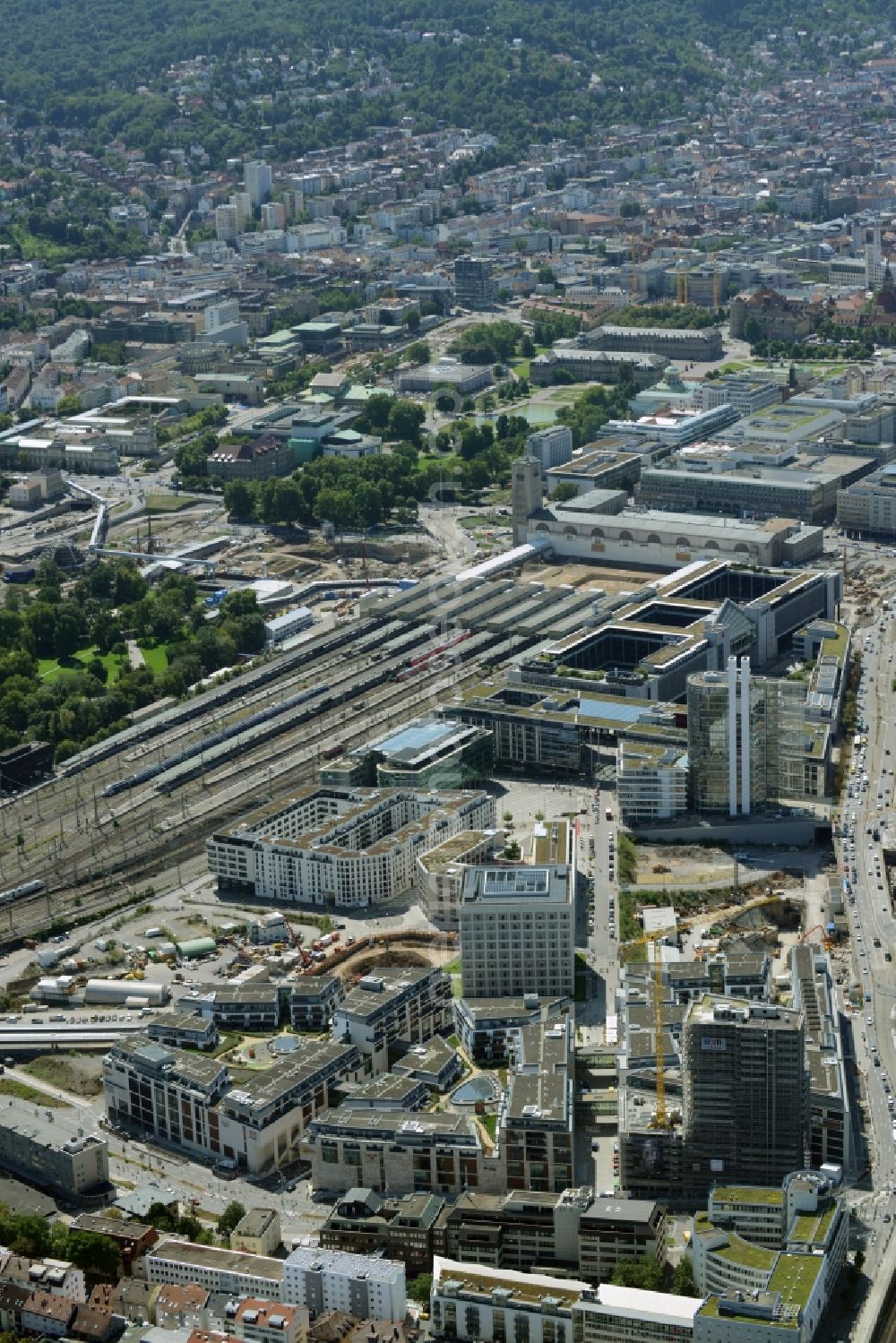 Stuttgart from the bird's eye view: Construction of the new district center and shopping mall Milaneo in the European district of Stuttgart in Baden-Wuerttemberg BW