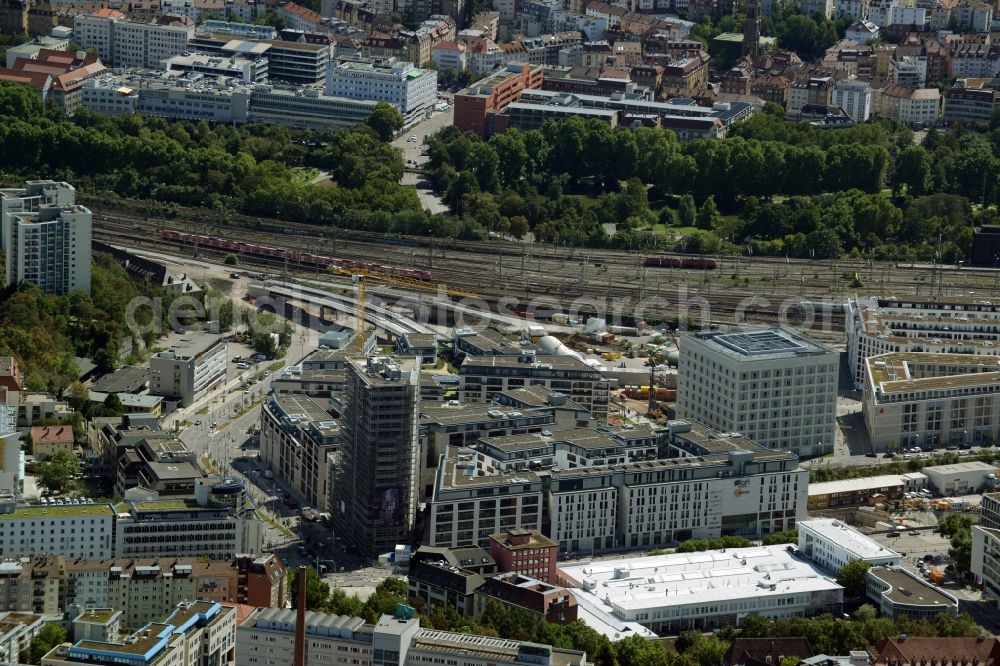 Aerial photograph Stuttgart - Construction of the new district center and shopping mall Milaneo in the European district of Stuttgart in Baden-Wuerttemberg BW