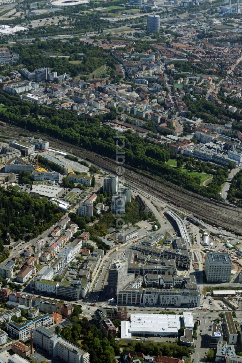 Stuttgart from the bird's eye view: Construction of the new district center and shopping mall Milaneo in the European district of Stuttgart in Baden-Wuerttemberg BW