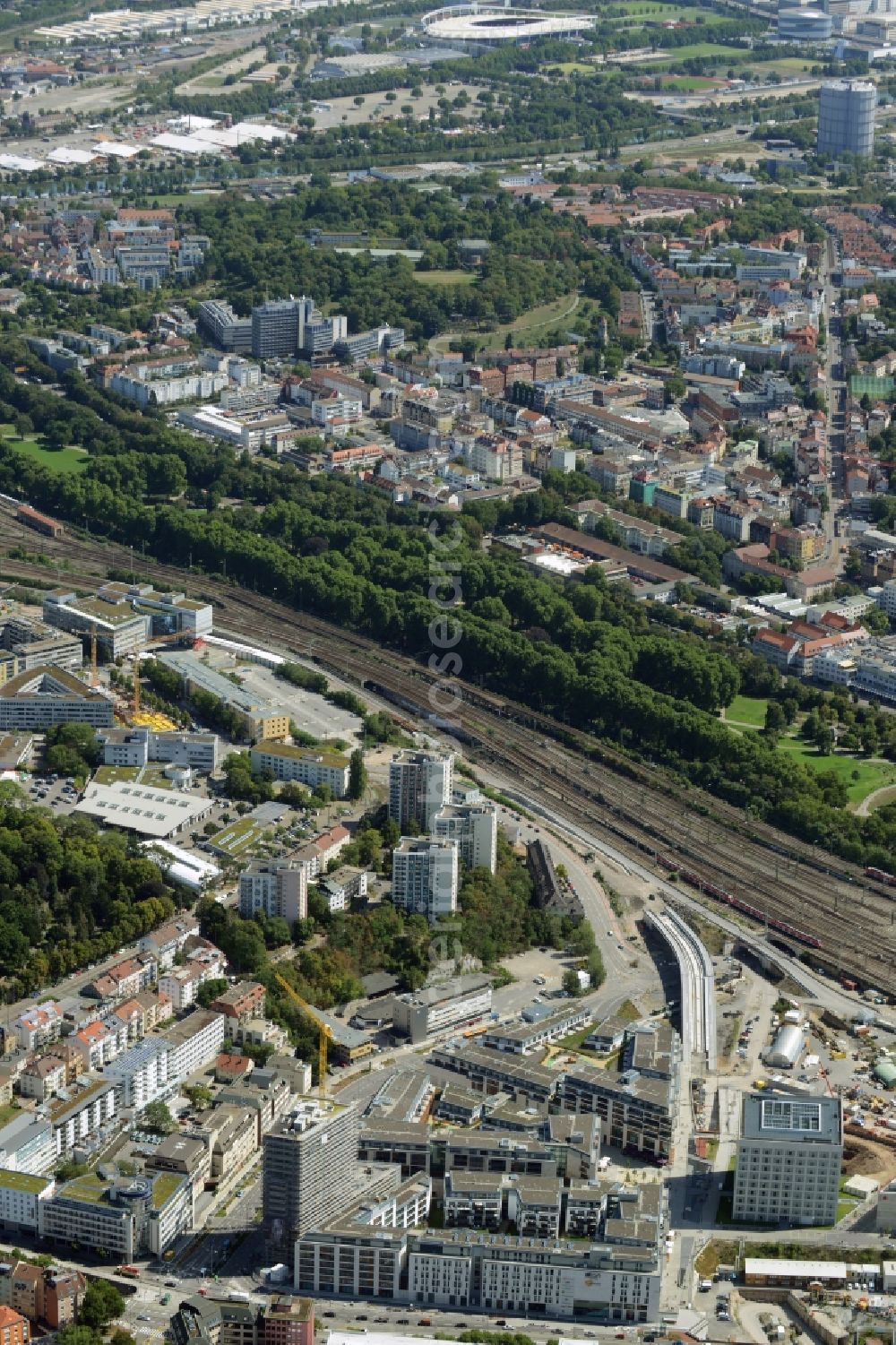 Aerial image Stuttgart - Construction of the new district center and shopping mall Milaneo in the European district of Stuttgart in Baden-Wuerttemberg BW