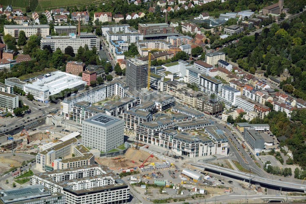 Aerial photograph Stuttgart - Construction of the new district center and shopping mall Milaneo in the European district of Stuttgart in Baden-Wuerttemberg BW