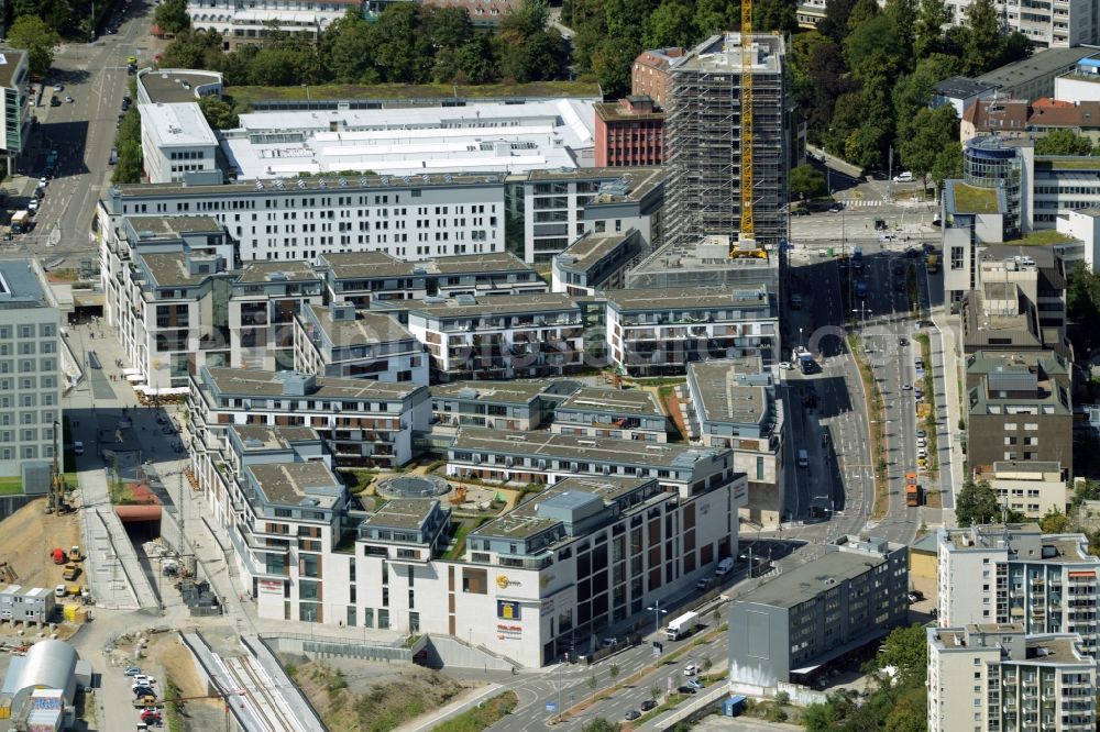 Aerial image Stuttgart - Construction of the new district center and shopping mall Milaneo in the European district of Stuttgart in Baden-Wuerttemberg BW