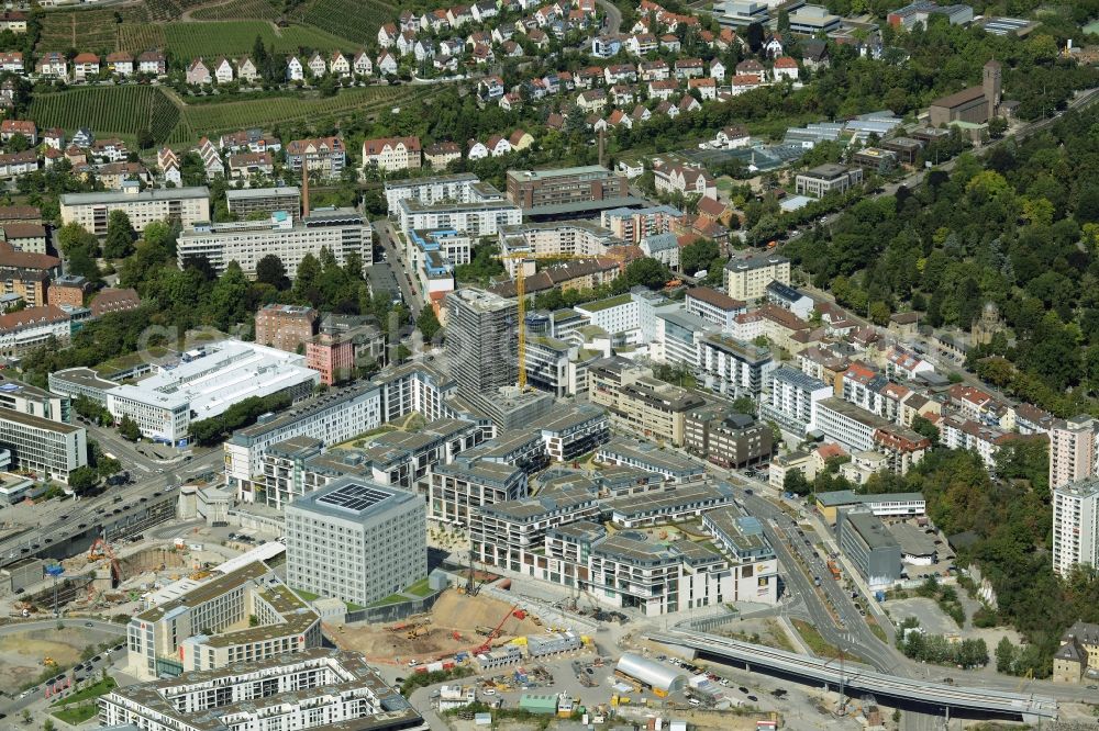 Stuttgart from the bird's eye view: Construction of the new district center and shopping mall Milaneo in the European district of Stuttgart in Baden-Wuerttemberg BW