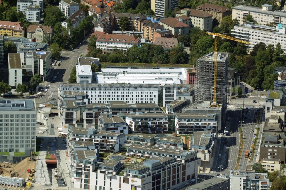 Stuttgart from the bird's eye view: Construction of the new district center and shopping mall Milaneo in the European district of Stuttgart in Baden-Wuerttemberg BW