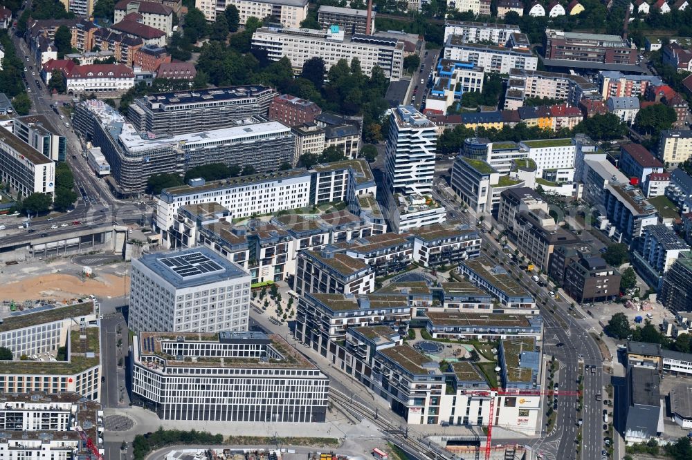 Stuttgart from above - Construction of the new district center and shopping mall Milaneo in the European district of Stuttgart in Baden-Wuerttemberg BW