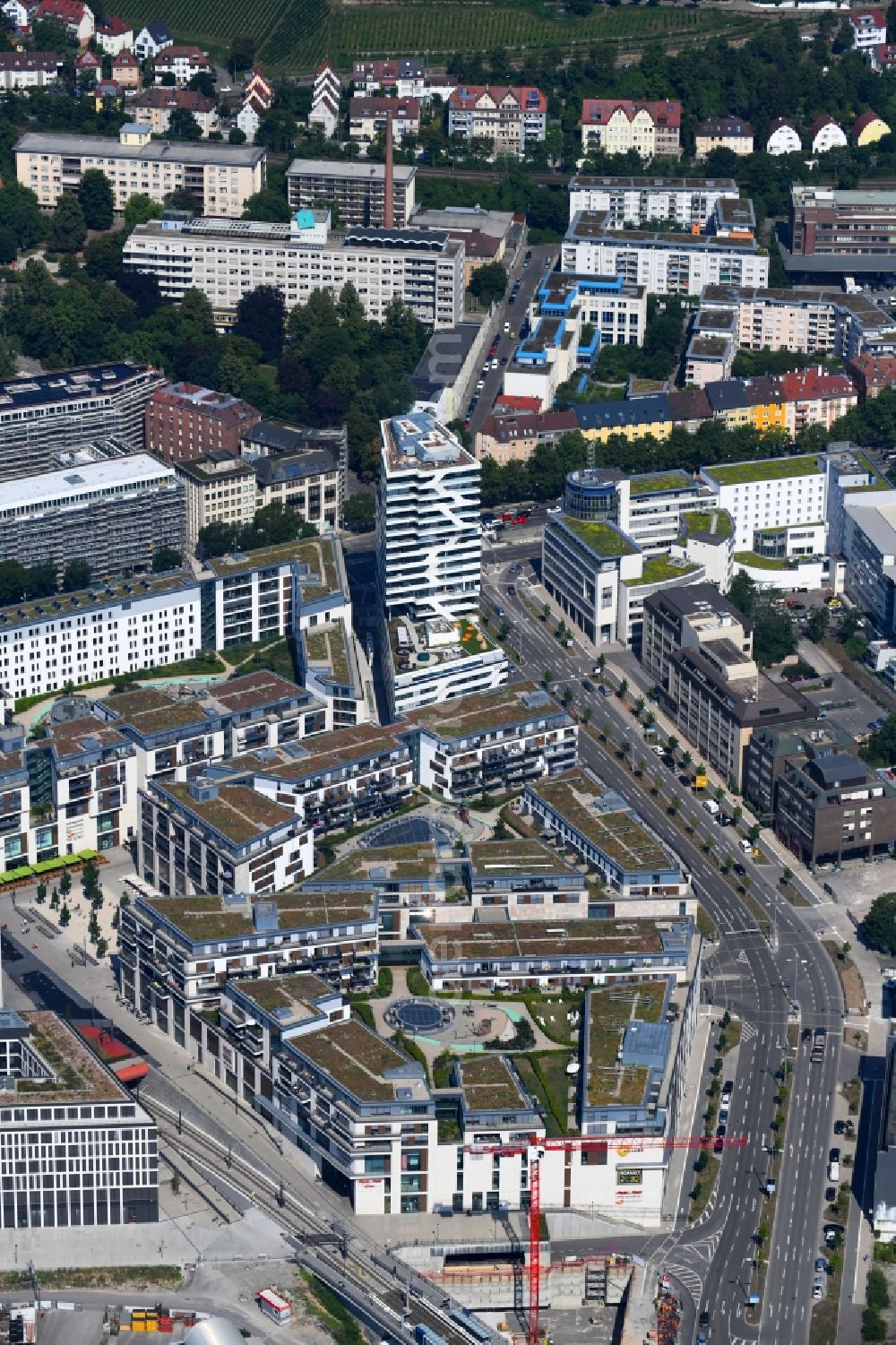 Aerial image Stuttgart - Construction of the new district center and shopping mall Milaneo in the European district of Stuttgart in Baden-Wuerttemberg BW