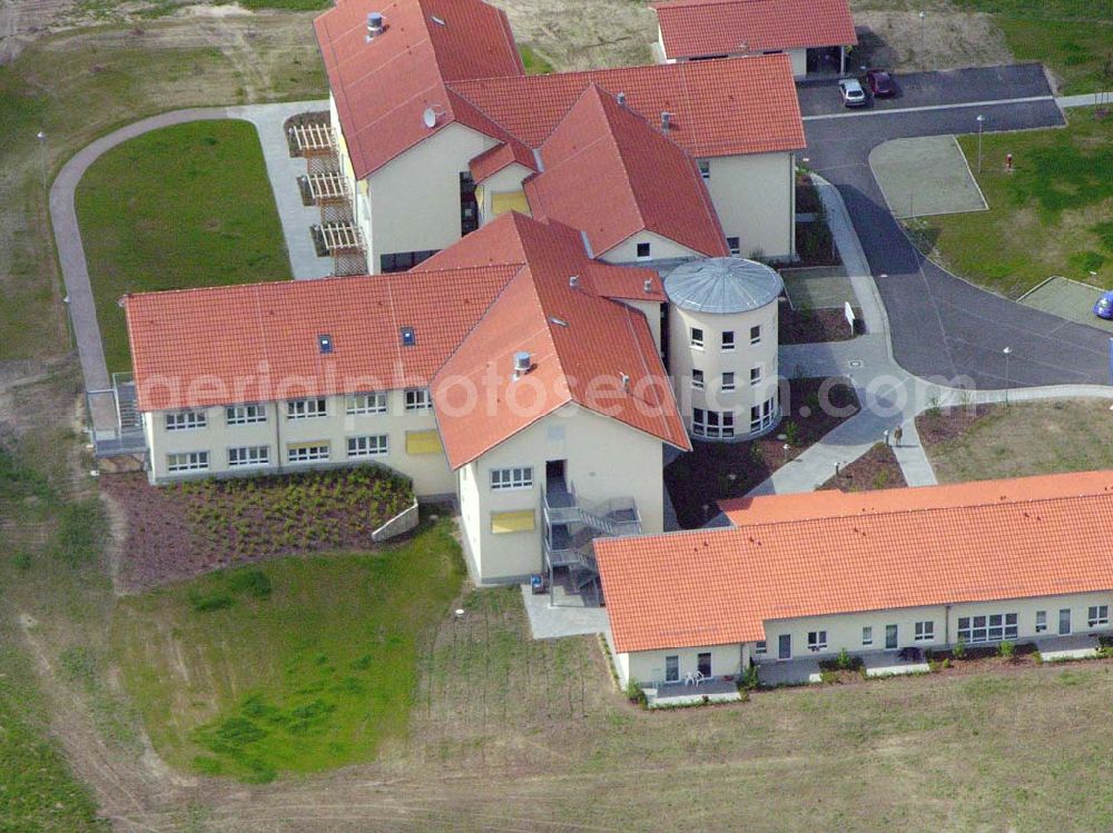 Bad Freienwalde from the bird's eye view: Neubau der Stephanus Stiftung an der Frankfurter Straße 74-75 in 16259 Bad Freienwalde (03344-2600)