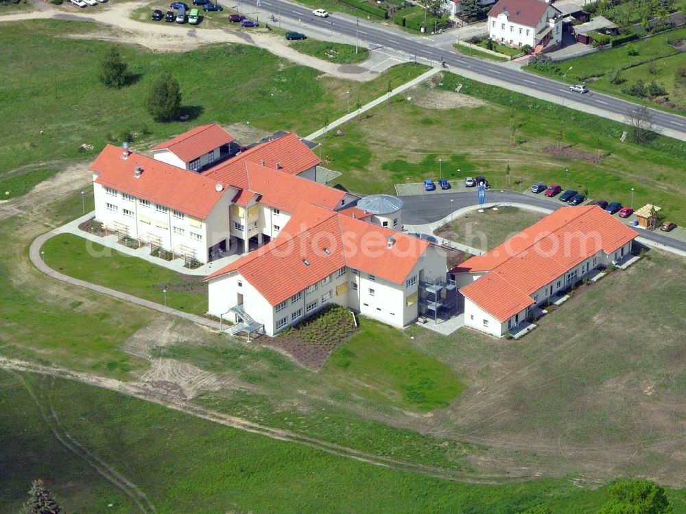 Aerial photograph Bad Freienwalde - Neubau der Stephanus Stiftung an der Frankfurter Straße 74-75 in 16259 Bad Freienwalde (03344-2600)