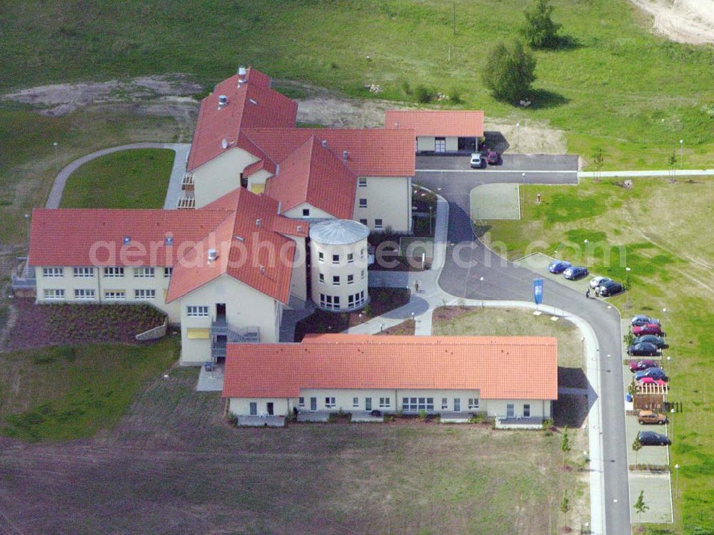 Bad Freienwalde from the bird's eye view: Neubau der Stephanus Stiftung an der Frankfurter Straße 74-75 in 16259 Bad Freienwalde (03344-2600)