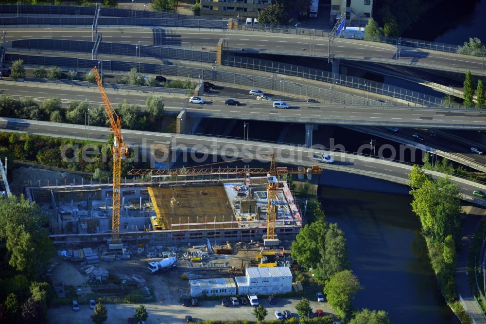 Berlin Neukölln from above - Construction of a new manufacturing sterilization on the premises of BIOTRONIK SE & Co. KG in Woermannkehre in Berlin Neukölln