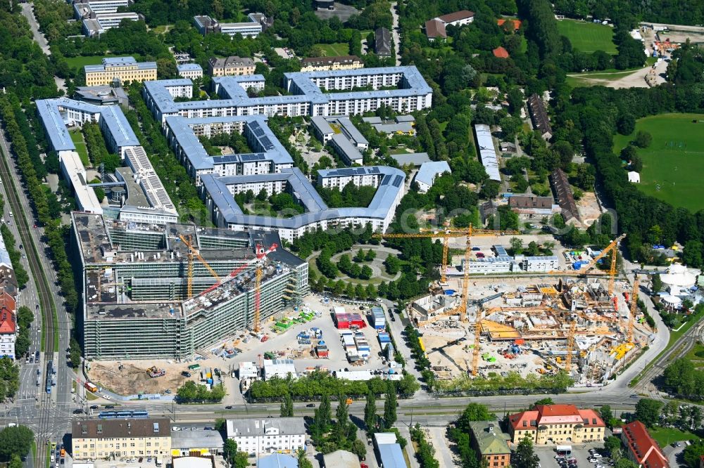 Aerial image München - Construction site for the new building eines Strafjustizzentrum on Schwere-Reiter-Strasse - Emma-Ihrer-Strasse - Anita-Augspurg-Allee in Munich in the state Bavaria, Germany