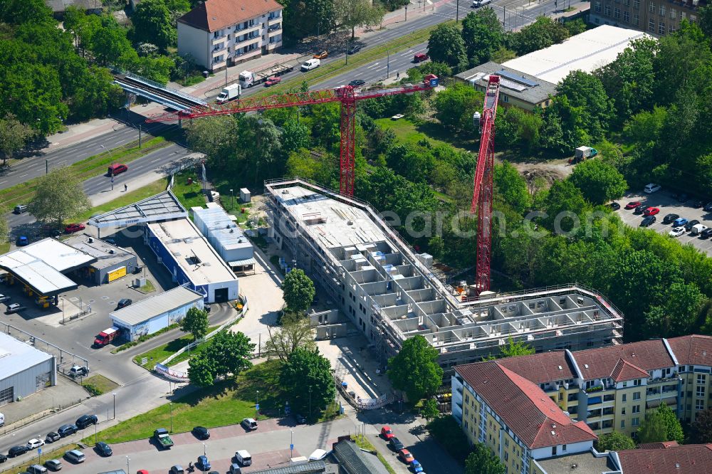 Berlin from above - Construction site of a student dorm on street Ontarioseestrasse in the district Friedrichsfelde in Berlin, Germany