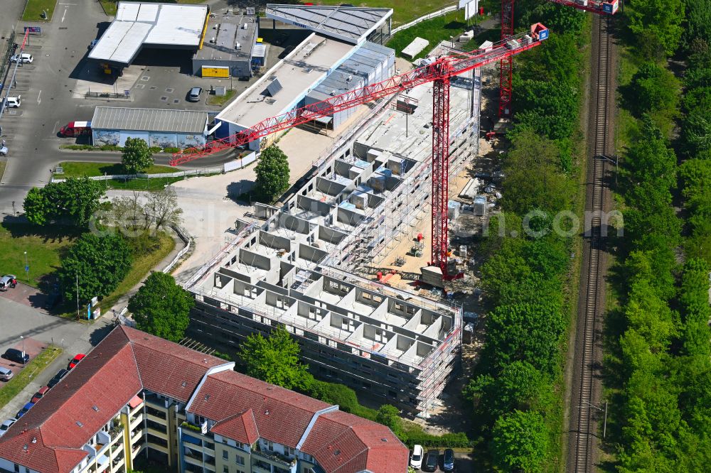 Berlin from the bird's eye view: Construction site of a student dorm on street Ontarioseestrasse in the district Friedrichsfelde in Berlin, Germany