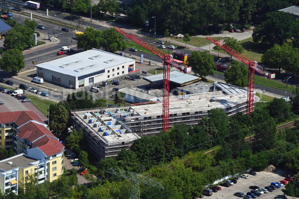 Berlin from the bird's eye view: Construction site of a student dorm on street Ontarioseestrasse in the district Friedrichsfelde in Berlin, Germany