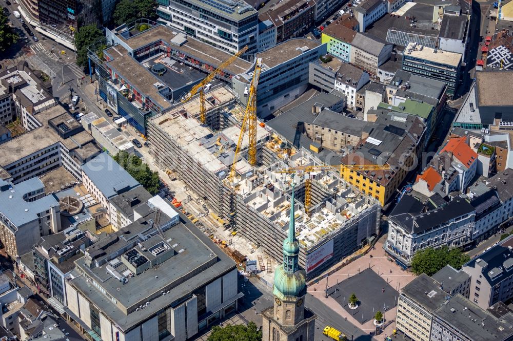 Aerial image Dortmund - Construction site of a student dorm Studentenwohnhaus BaseCamp on Kampstrasse in downtown in Dortmund in the state North Rhine-Westphalia, Germany