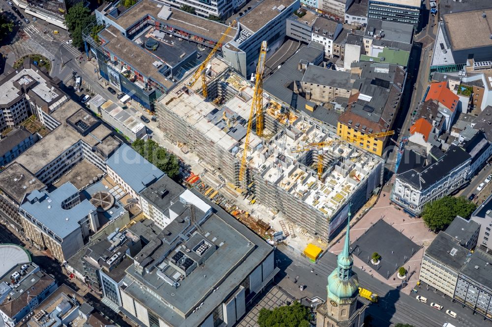 Aerial photograph Dortmund - Construction site of a student dorm Studentenwohnhaus BaseCamp on Kampstrasse in downtown in Dortmund in the state North Rhine-Westphalia, Germany