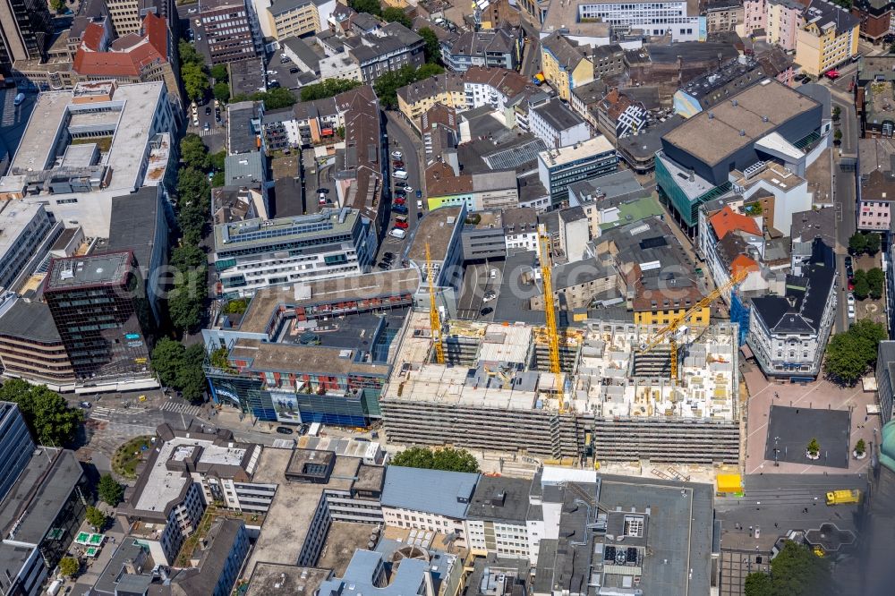 Dortmund from the bird's eye view: Construction site of a student dorm Studentenwohnhaus BaseCamp on Kampstrasse in downtown in Dortmund in the state North Rhine-Westphalia, Germany