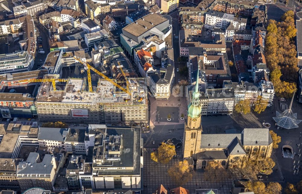 Dortmund from the bird's eye view: Construction site of a student dorm Studentenwohnhaus BaseCamp on Kampstrasse in downtown in Dortmund in the state North Rhine-Westphalia, Germany