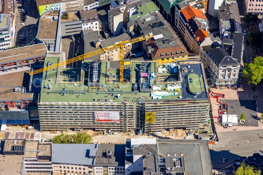 Aerial image Dortmund - Construction site of a student dorm Studentenwohnhaus BaseCamp on Kampstrasse in downtown in Dortmund at Ruhrgebiet in the state North Rhine-Westphalia, Germany