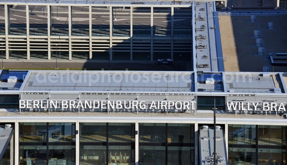 Aerial photograph Schönefeld - Site of the new airport BER / BBI AIRPORT BERLIN BRANDENBURG Willi Brandt in Schoenefeld in Brandenburg. The new terminal is in the south of the airport Berlin -Schoenefeld quality built