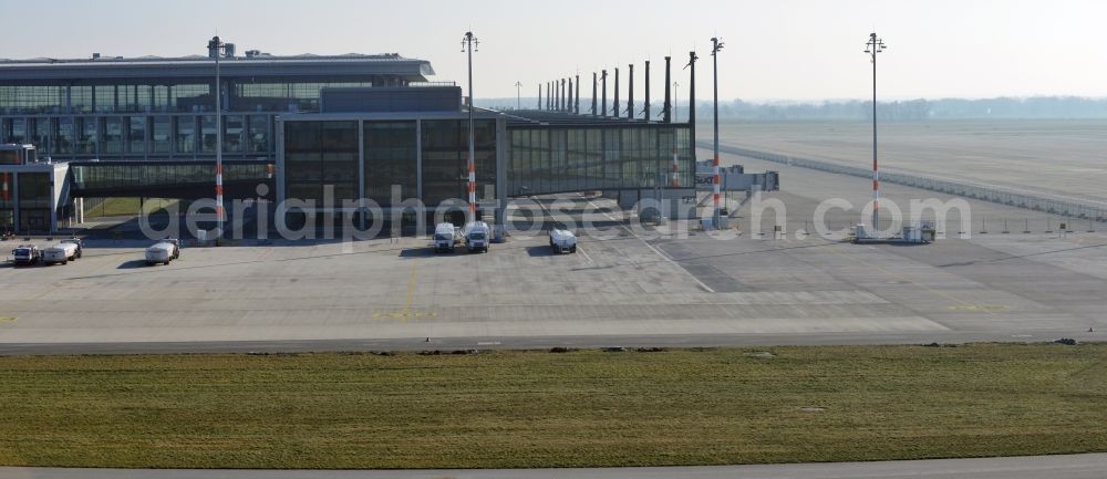 Schönefeld from the bird's eye view: Site of the new airport BER / BBI AIRPORT BERLIN BRANDENBURG Willi Brandt in Schoenefeld in Brandenburg. The new terminal is in the south of the airport Berlin -Schoenefeld quality built