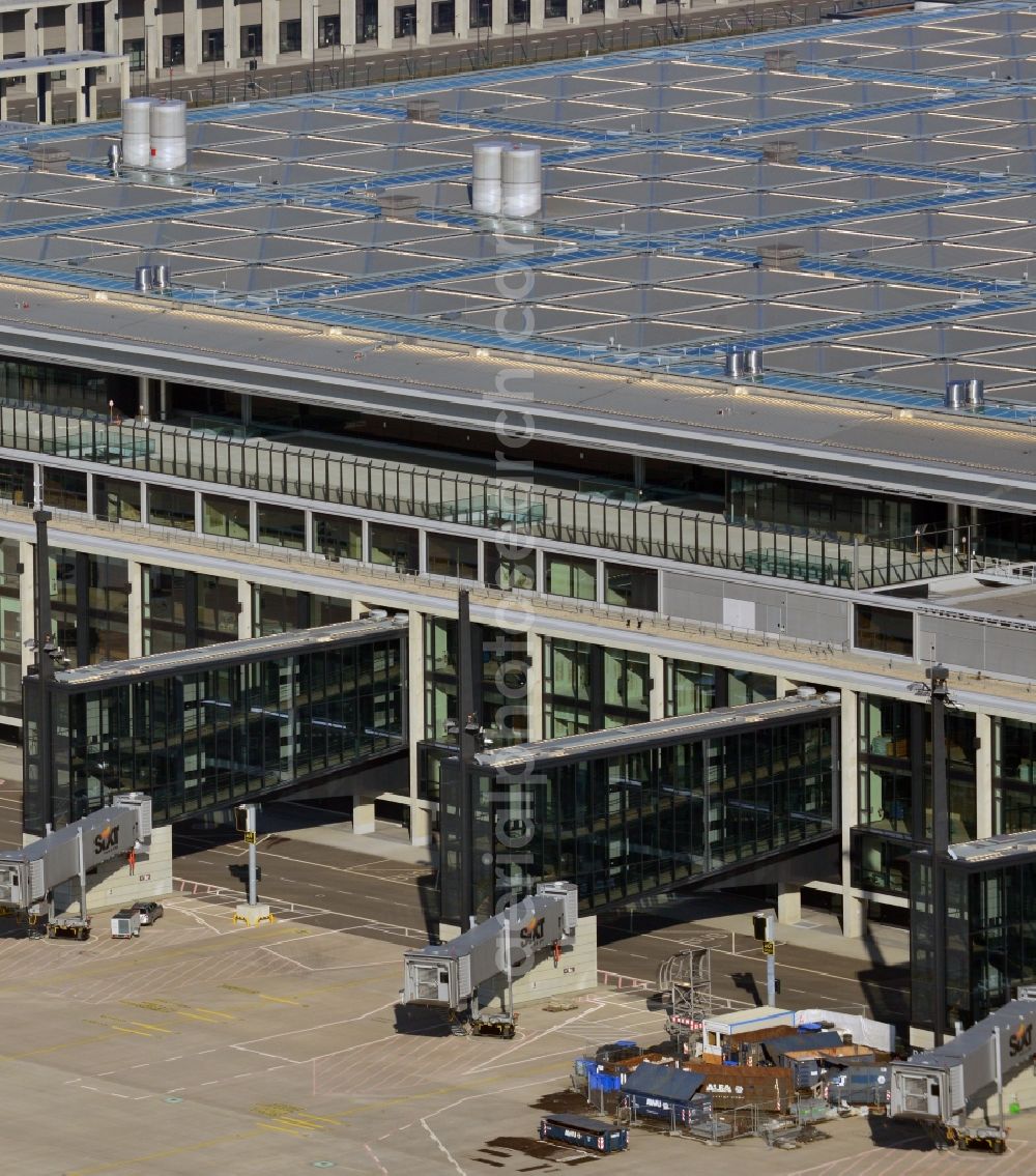 Schönefeld from above - Site of the new airport BER / BBI AIRPORT BERLIN BRANDENBURG Willi Brandt in Schoenefeld in Brandenburg. The new terminal is in the south of the airport Berlin -Schoenefeld quality built