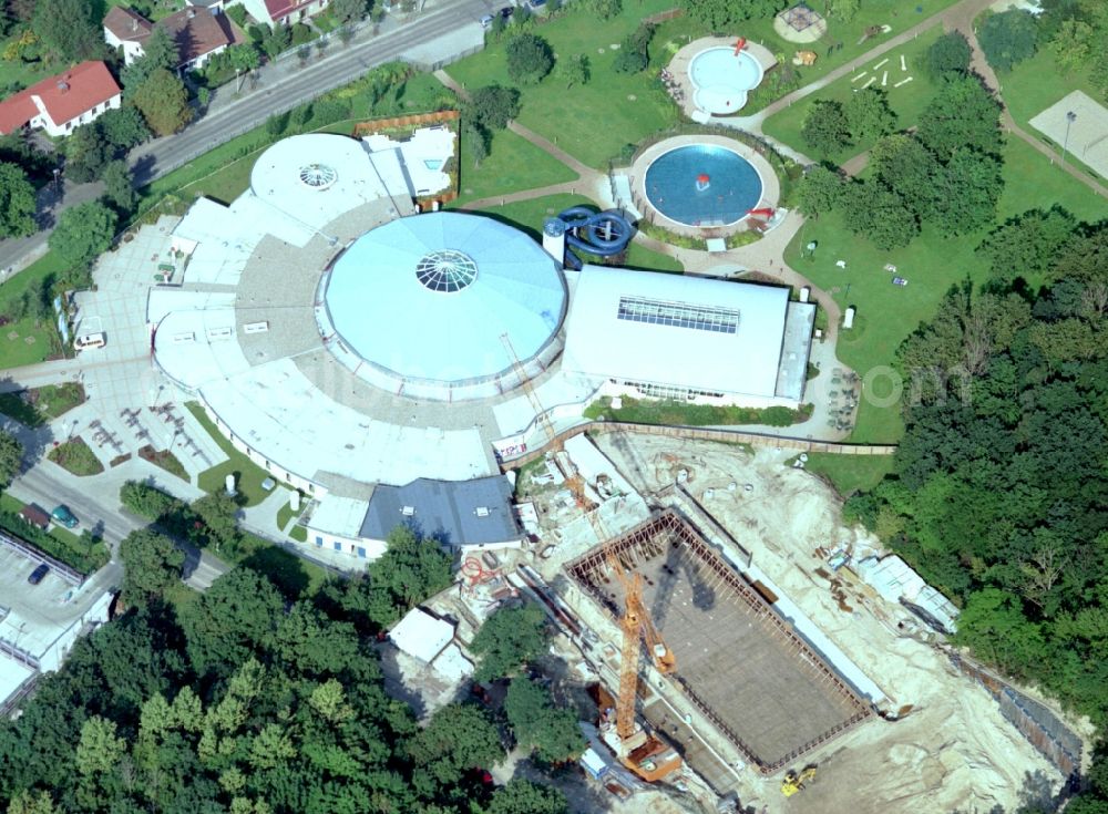 Brandenburg an der Havel from above - Construction site of Spa and swimming pools at the swimming pool of the leisure facility Marienbad Brandenburg on Sprengelstrasse in Brandenburg an der Havel in the state Brandenburg, Germany