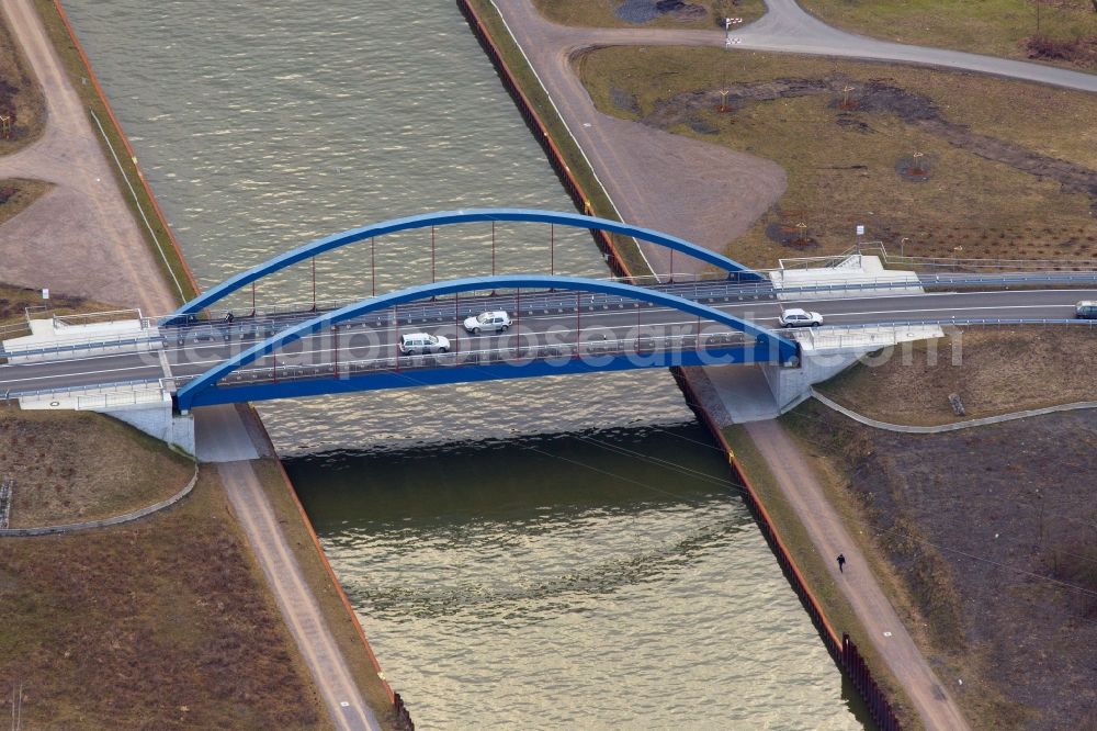 Aerial image Hamm - View onto the new build of the Tibaum Bridge in the district Herringe of Hamm in the state North Rhine-Westphalia