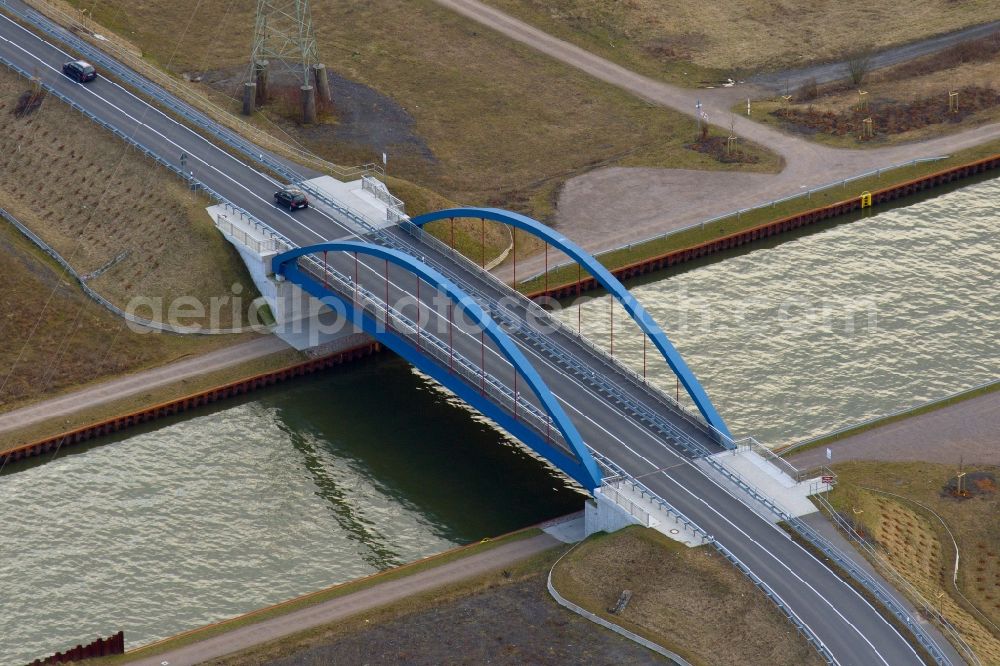 Hamm from above - View onto the new build of the Tibaum Bridge in the district Herringe of Hamm in the state North Rhine-Westphalia