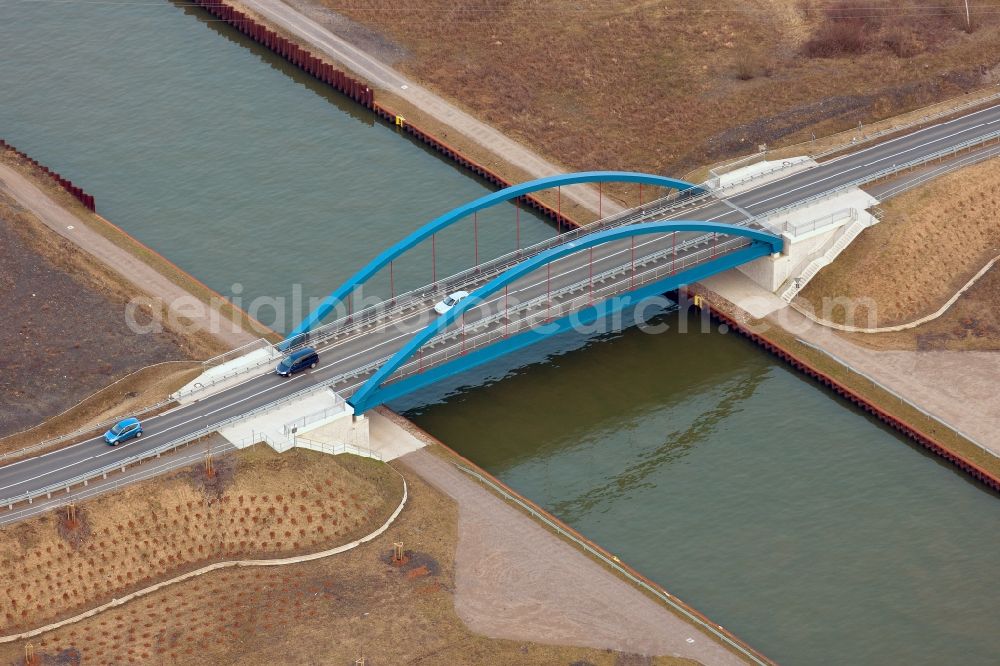 Hamm from the bird's eye view: View onto the new build of the Tibaum Bridge in the district Herringe of Hamm in the state North Rhine-Westphalia