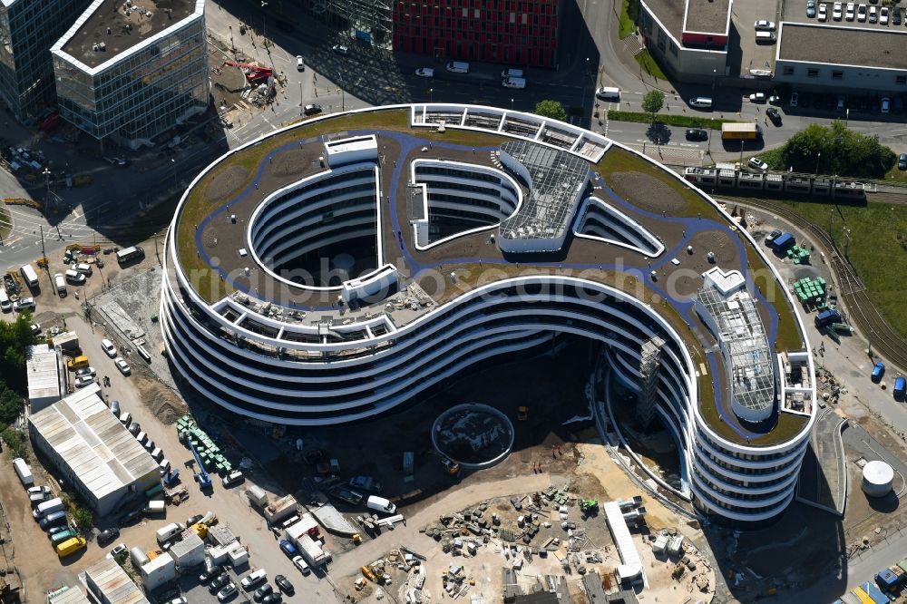 Düsseldorf from above - Construction site for the new building trivago-Zentrale on Kesselstrasse in the district Medienhafen in Duesseldorf in the state North Rhine-Westphalia