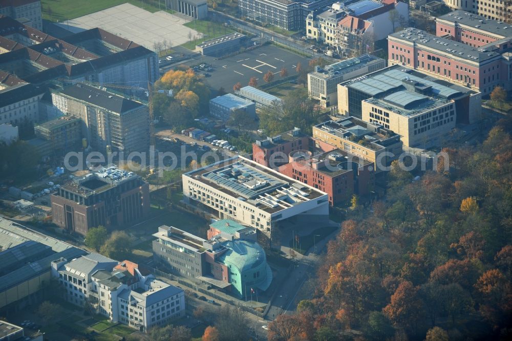 Berlin from above - Building lot for Turkish Embassy in embassy quarter at Tiergartenstrasse in district Tiergarten in Berlin. With the new modern building, Turkey gets back its old location, which the embassy had from 1918 until 1945