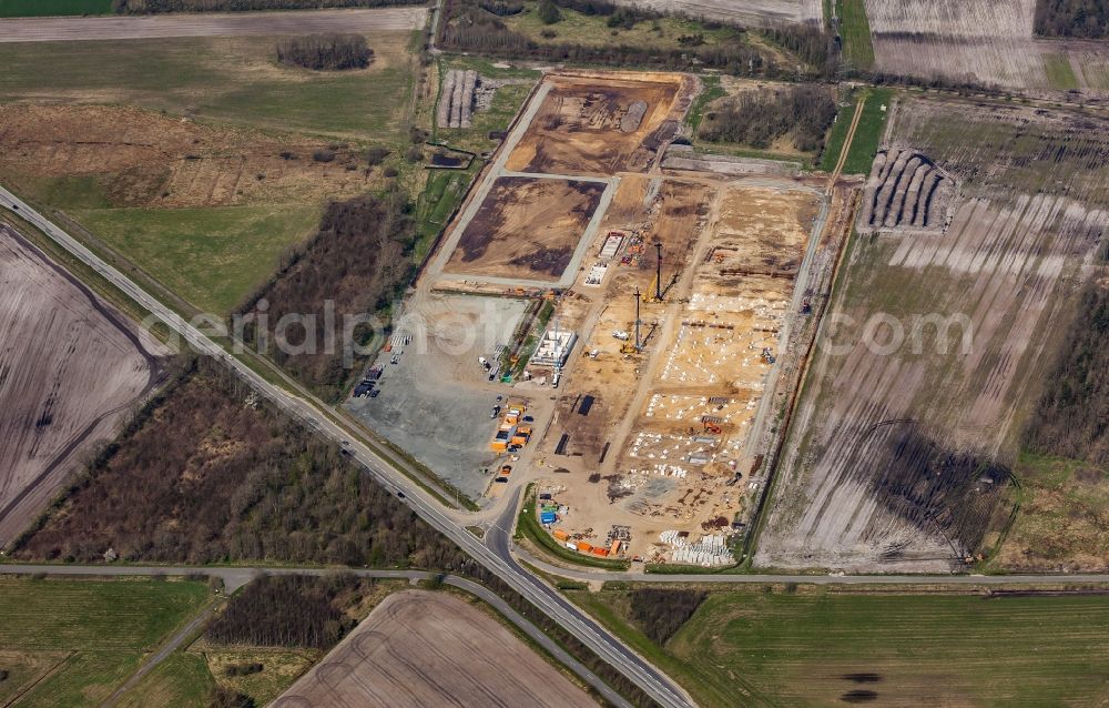 Aerial photograph Horstedt - New building transformer station the Husum north in Horstedt in the federal state Schleswig-Holstein, Germany