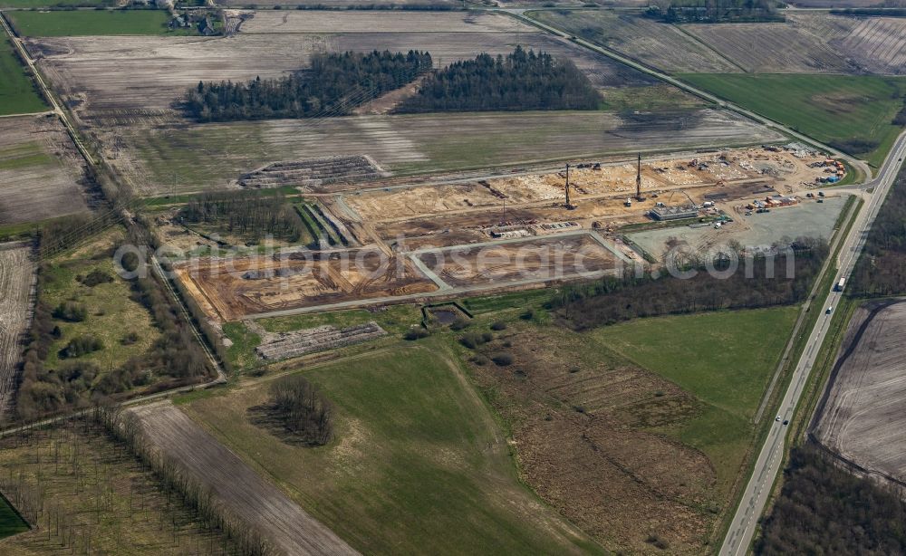 Horstedt from above - New building transformer station the Husum north in Horstedt in the federal state Schleswig-Holstein, Germany