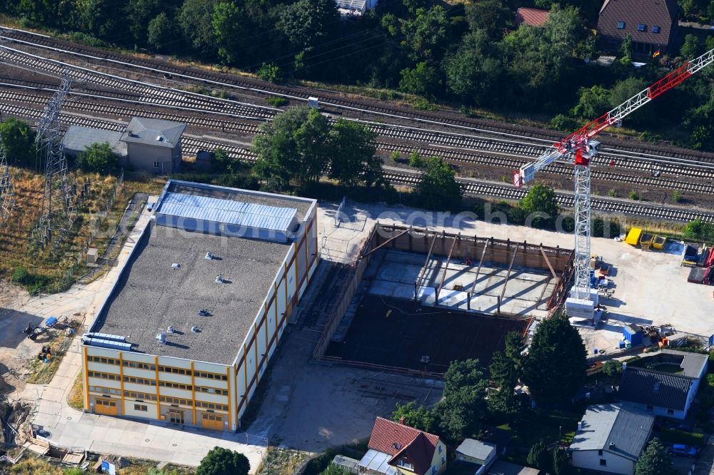 Aerial image Berlin - Construction of the substation Stromnetz Berlin GmbH in the district Marzahn-Hellersdorf in Berlin, Germany