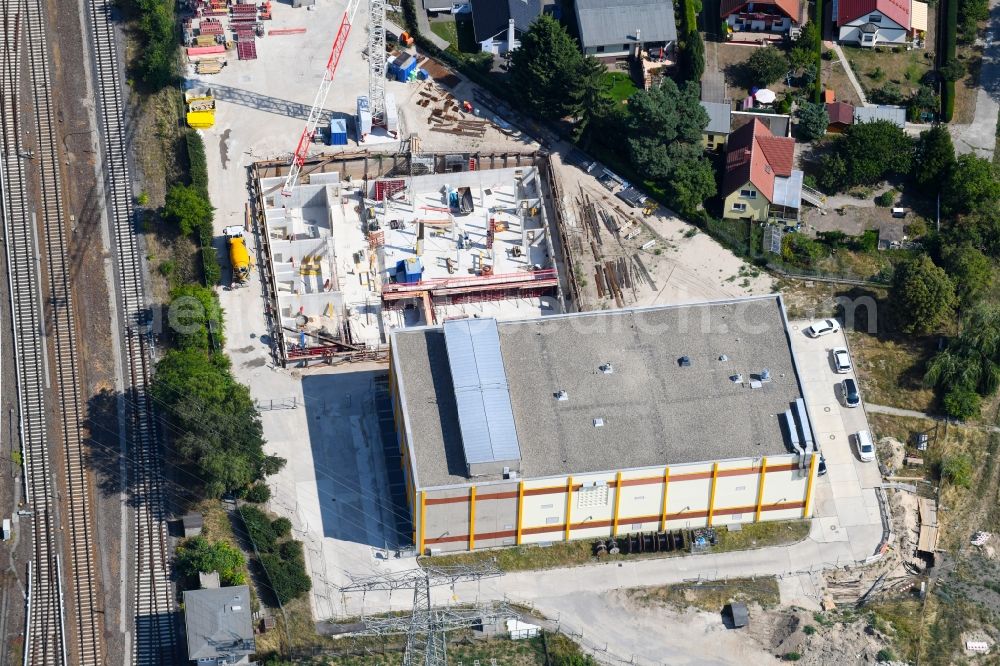 Aerial photograph Berlin - Construction of the substation Stromnetz Berlin GmbH in the district Marzahn-Hellersdorf in Berlin, Germany