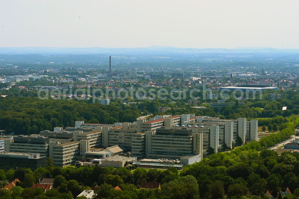 Aerial image Bielefeld - Complementary new construction site on the campus-university building complex on street Universitaetsstrasse in Bielefeld in the state North Rhine-Westphalia, Germany