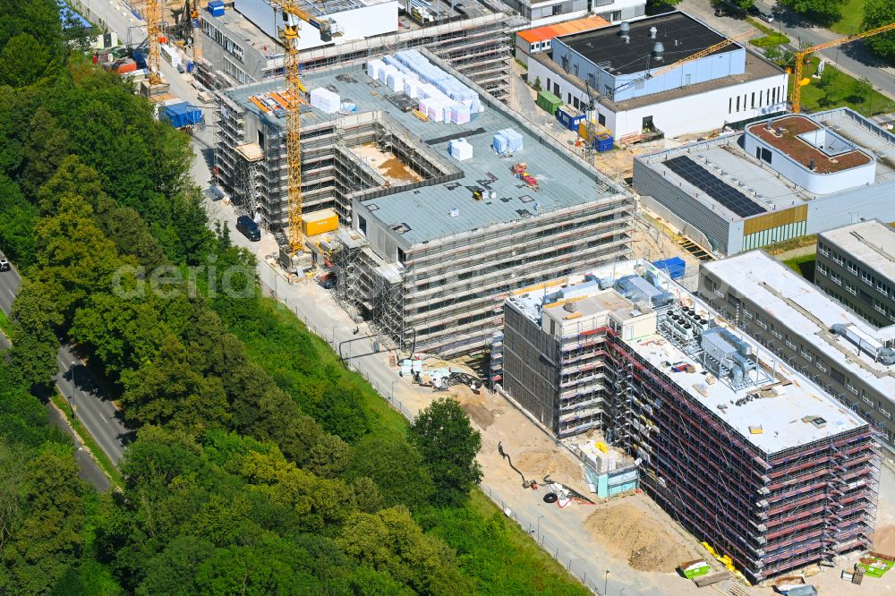 Bielefeld from the bird's eye view: Complementary new construction site on the campus-university building complex Campus Sued on street Werther Strasse in Bielefeld in the state North Rhine-Westphalia, Germany