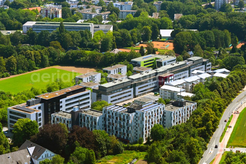 Aerial photograph Bielefeld - Complementary new construction site on the campus-university building complex Campus Sued on street Werther Strasse in Bielefeld in the state North Rhine-Westphalia, Germany