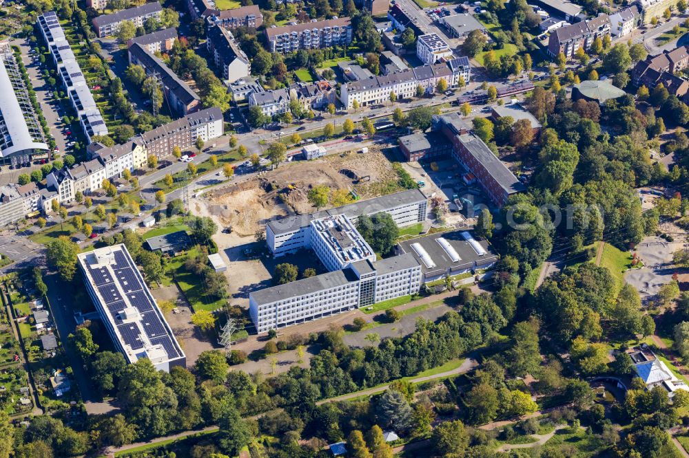 Aerial photograph Düsseldorf - Additional new building construction site of the Joseph-Beuys-Campus-Gesamtschule on the building complex at Siegburger Strasse in Duesseldorf Rheinland in the federal state of North Rhine-Westphalia, Germany