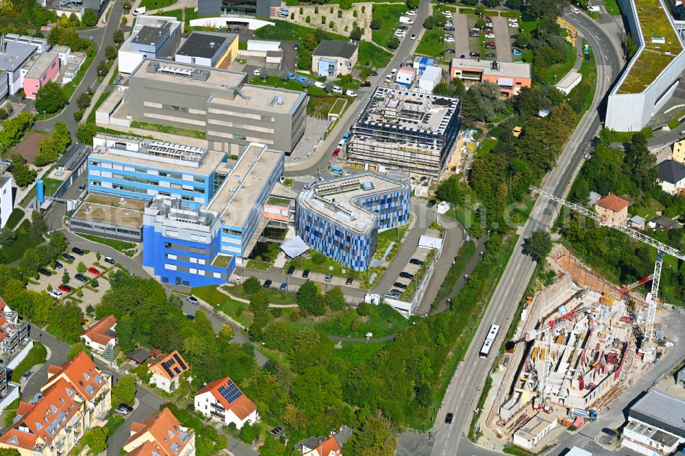 Aerial image Jena - Complementary new construction site on the campus-university building complex Forschungsneubau of Exzellenzclusters Balance of the Microverse on street Winzerlaer Strasse in the district Ammerbach in Jena in the state Thuringia, Germany