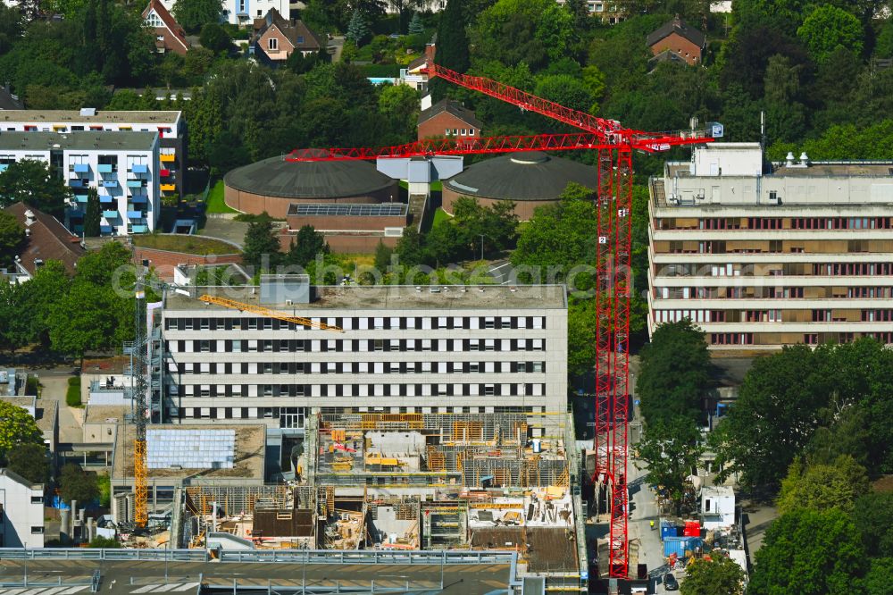 Münster from above - Complementary new construction site on the campus-university building complex of Universitaet on street Corrensstrasse - Domagkstrasse - Wilhelm-Klemm-Strasse in Muenster in the state North Rhine-Westphalia, Germany