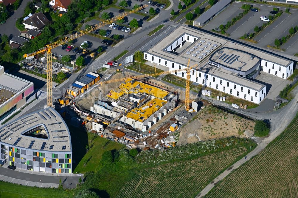 Aerial photograph Hof - Complementary new construction site on the campus-university building complex on Albert-Einstein-Strasse in Hof in the state Bavaria, Germany