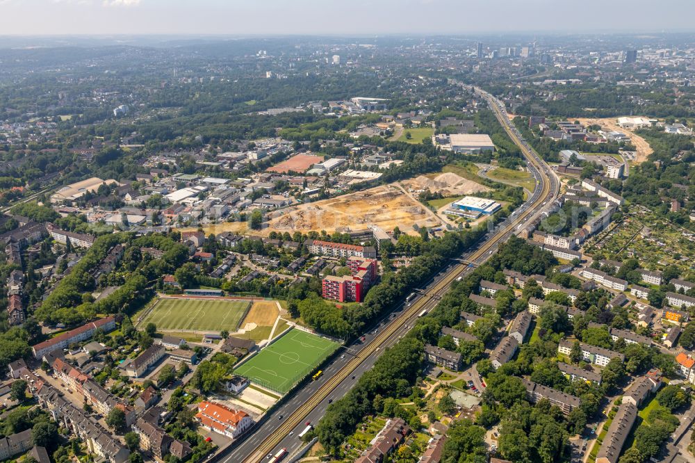 Aerial image Essen - New construction of the company administration building ALDI-Nord Campus on Eckenbergstrasse in Essen at Ruhrgebiet in the state North Rhine-Westphalia, Germany